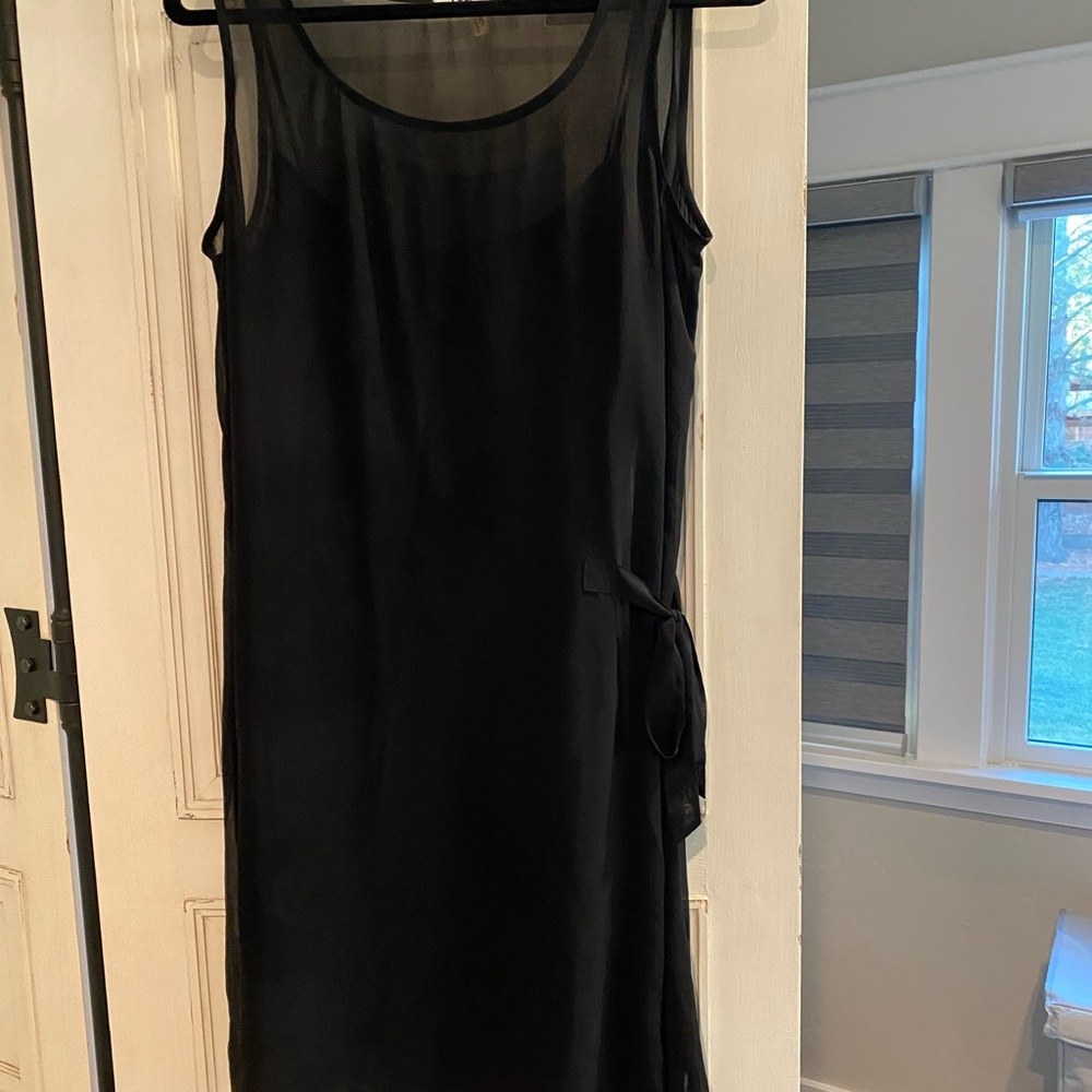 DKNY Black side tie sleeveless cocktail dress.